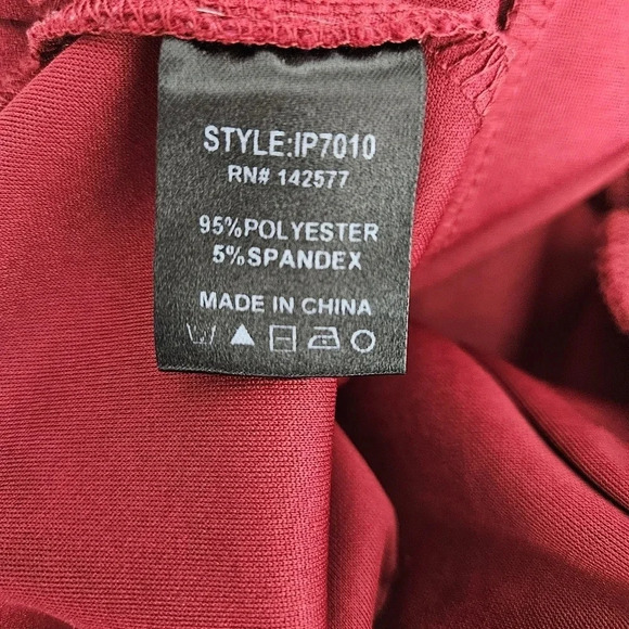 Iris Wide Leg Pants Trousers Burgundy High Rise Pull On Stretch Waist Tie Belt - Picture 5 of 6